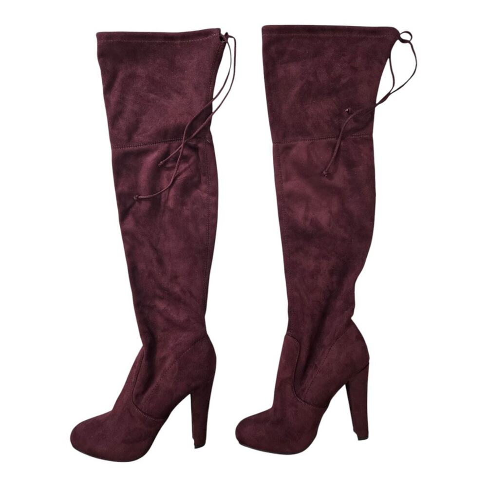 Zigisoho Boots Burgundy Red Size 7 Suede Knee-High Boots